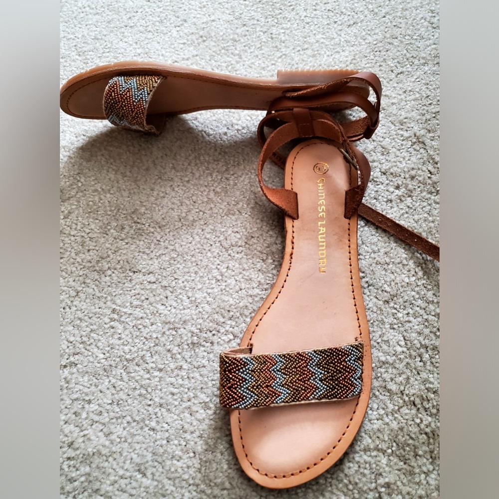 Chinese Laundry beaded two strap flat sandals, size 9.5 never worn